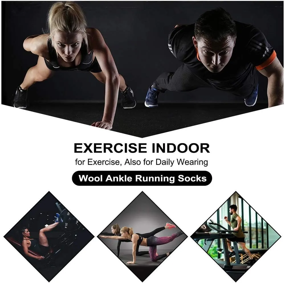Busy Socks Merino Wool Compression Support Ankle Running Hiking Socks for Men Women, Soft Thick Cushion Tab Socks 3/6 Pairs