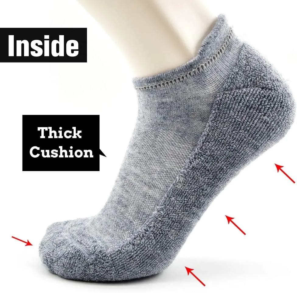 Busy Socks Merino Wool Compression Support Ankle Running Hiking Socks for Men Women, Soft Thick Cushion Tab Socks 3/6 Pairs