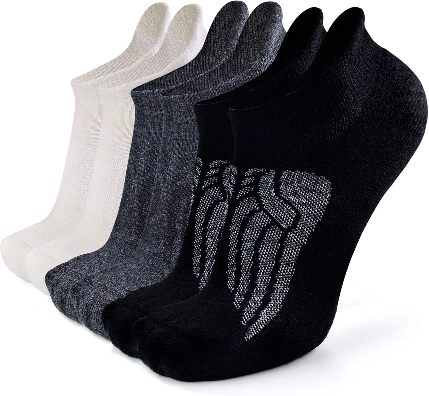 Busy Socks Merino Wool Compression Support Ankle Running Hiking Socks for Men Women, Soft Thick Cushion Tab Socks 3/6 Pairs