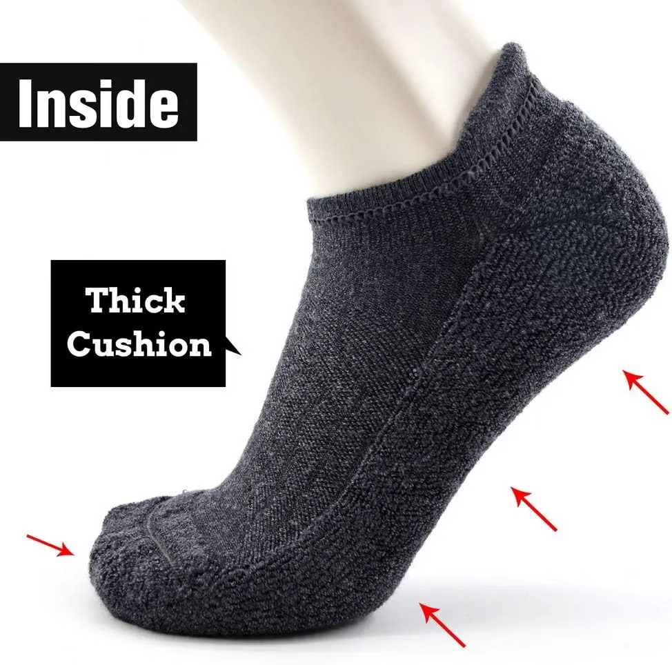 Busy Socks Merino Wool Compression Support Ankle Running Hiking Socks for Men Women, Soft Thick Cushion Tab Socks 3/6 Pairs