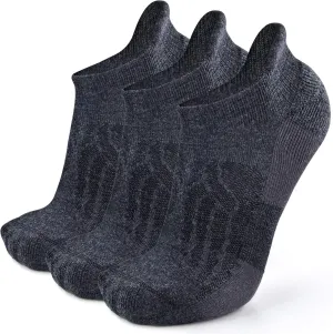 Busy Socks Merino Wool Compression Support Ankle Running Hiking Socks for Men Women, Soft Thick Cushion Tab Socks 3/6 Pairs