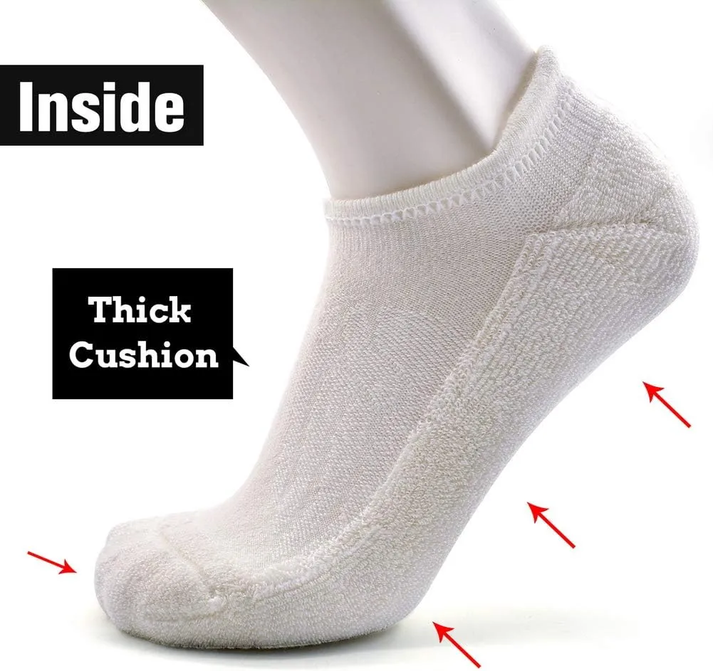 Busy Socks Merino Wool Compression Support Ankle Running Hiking Socks for Men Women, Soft Thick Cushion Tab Socks 3/6 Pairs