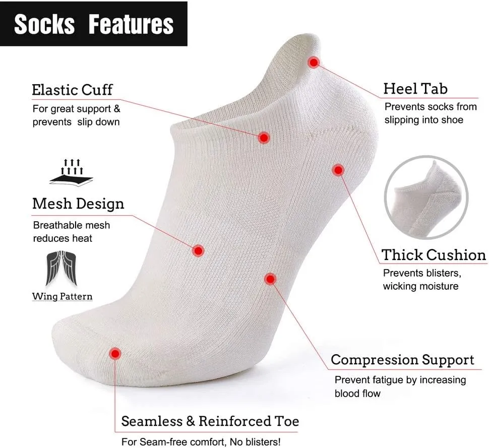 Busy Socks Merino Wool Compression Support Ankle Running Hiking Socks for Men Women, Soft Thick Cushion Tab Socks 3/6 Pairs