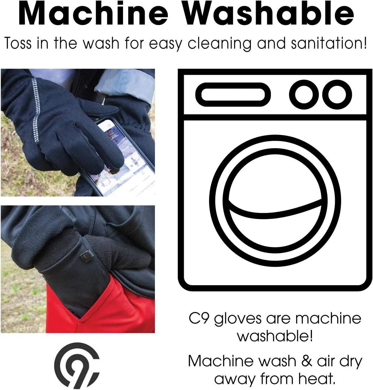 C9 Champion Men's Fleece Glove, Touch Screen Friendly With Thinsulate