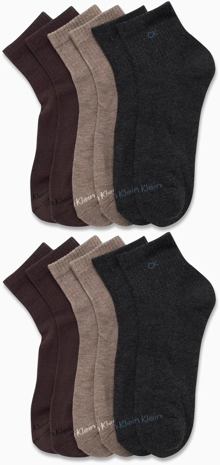 Calvin Klein Men's Quarter Socks - 12 Pack Athletic Performance Cushioned Comfort Ankle Socks for Men (Sizes: 7-12)