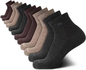 Calvin Klein Men's Quarter Socks - 12 Pack Athletic Performance Cushioned Comfort Ankle Socks for Men (Sizes: 7-12)