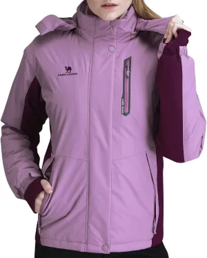 CAMEL CROWN Women’s Mountain Snow Waterproof Ski Jacket Detachable Hood Windproof Fleece Parka Rain Jackt Winter Coat