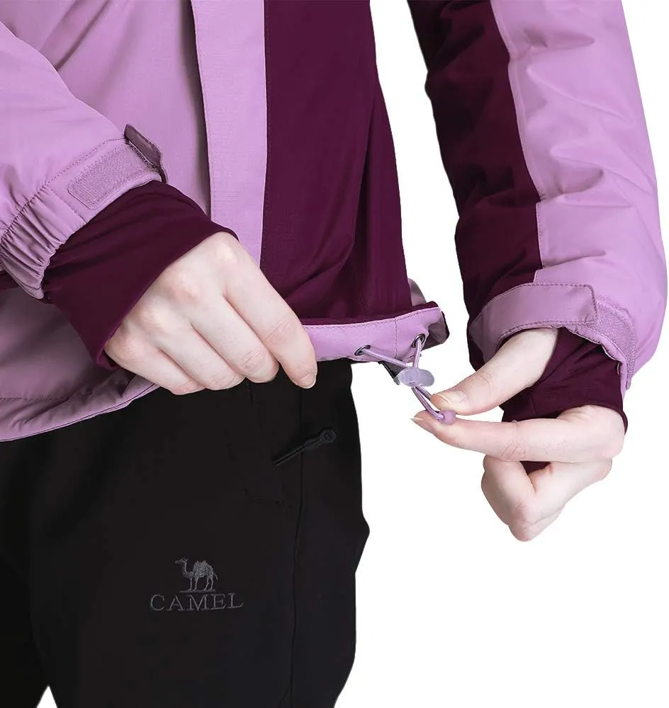 CAMEL CROWN Women’s Mountain Snow Waterproof Ski Jacket Detachable Hood Windproof Fleece Parka Rain Jackt Winter Coat