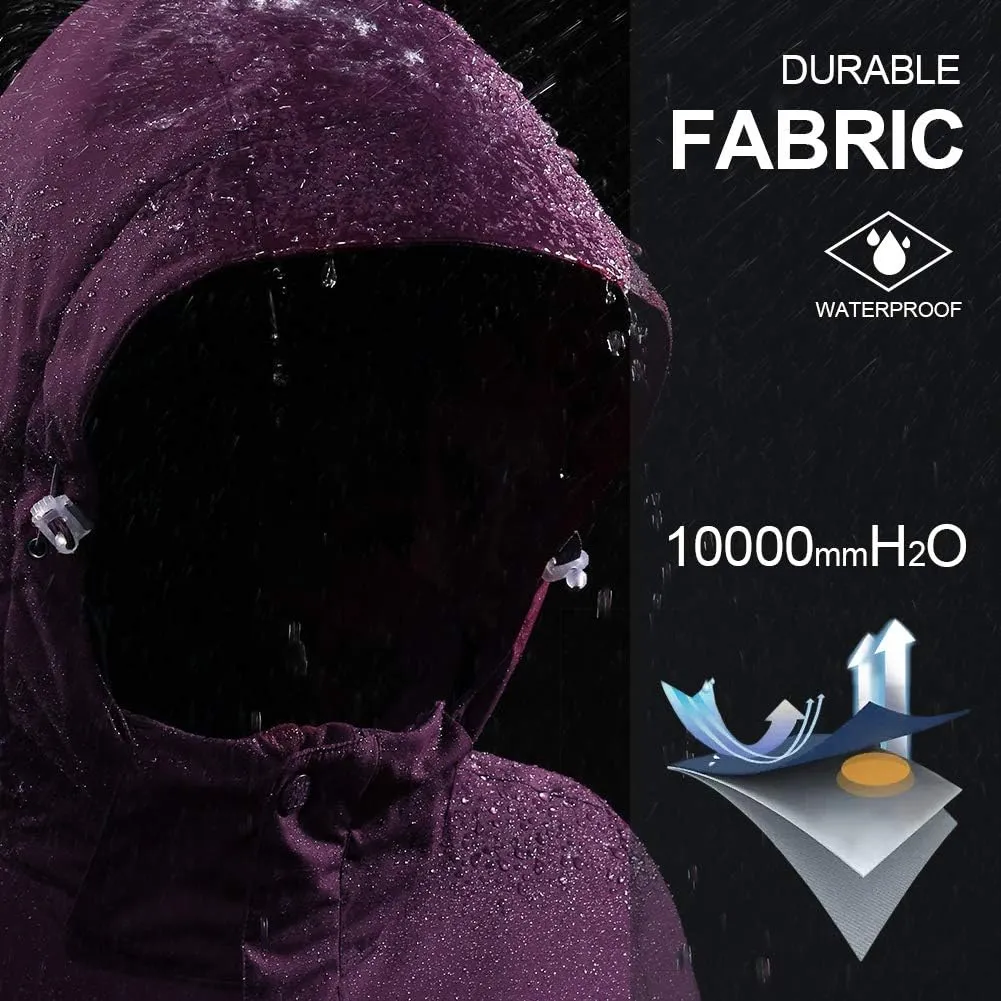 CAMEL CROWN Women’s Mountain Snow Waterproof Ski Jacket Detachable Hood Windproof Fleece Parka Rain Jackt Winter Coat