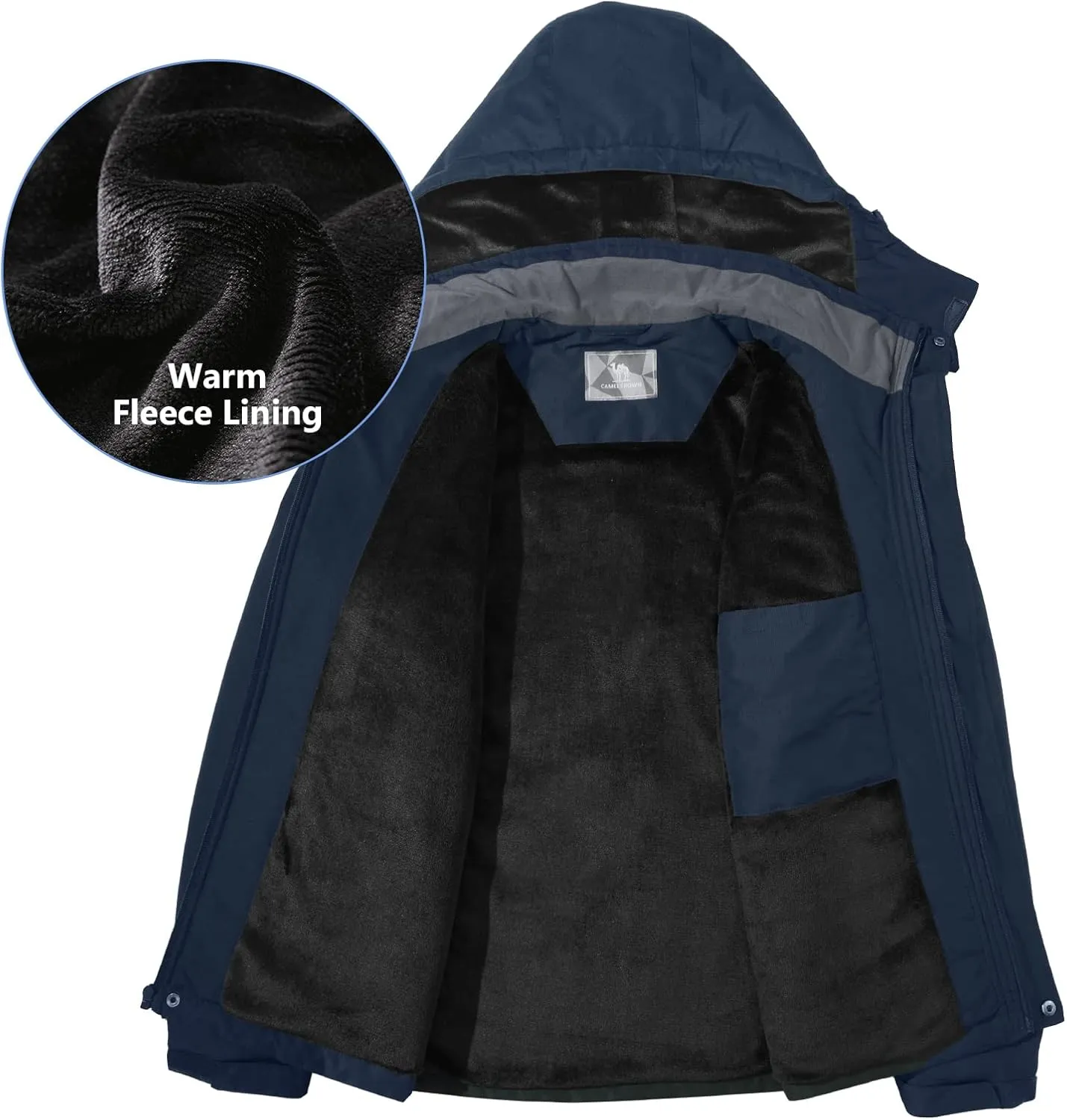 CAMEL Men's Winter Ski Jackets Waterproof Snow Coat with Hood Mountain Windproof Rain Jacket