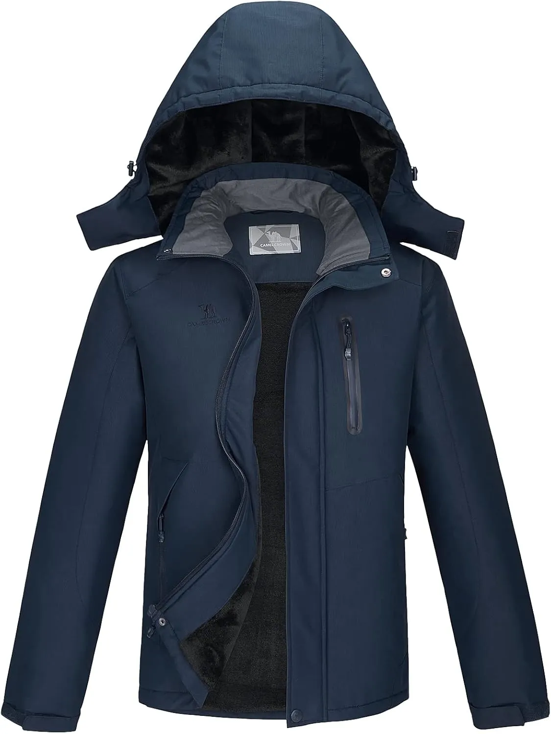 CAMEL Men's Winter Ski Jackets Waterproof Snow Coat with Hood Mountain Windproof Rain Jacket