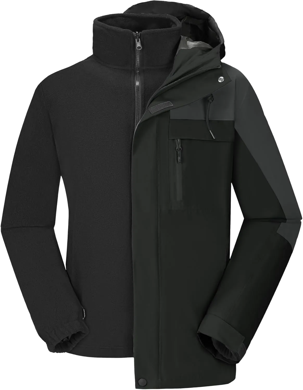 CAMELSPORTS Men's Mountain Ski Jacket 3 in 1 Waterproof Winter Jacket Warm Snow Jacket Hooded Rain Coat Windproof Winter Coat