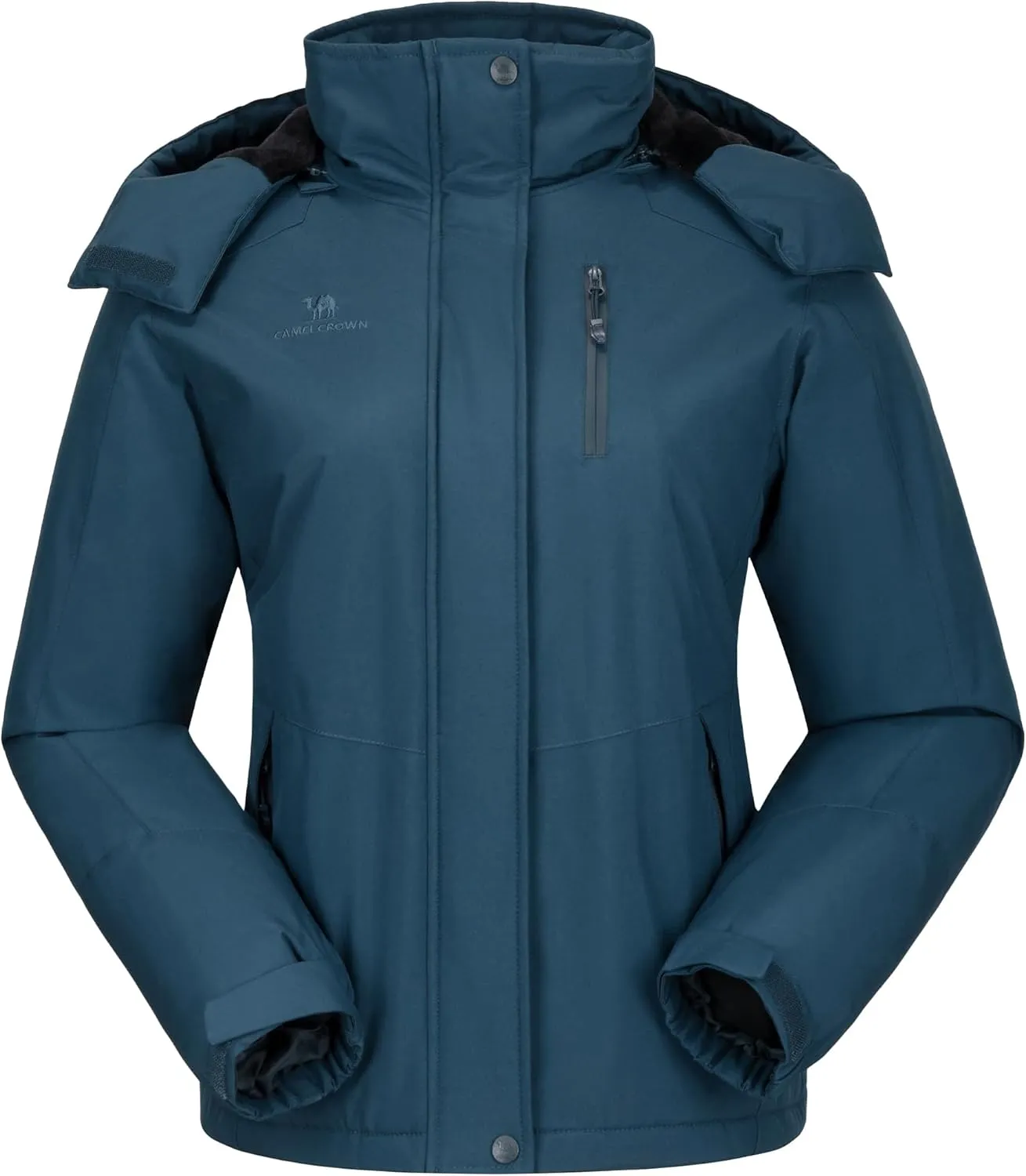 CAMELSPORTS Women's Waterproof Snow Ski Jakcet Fleece Warm Winter Coat Hooded Windproof Insulated Snowboarding Jacket