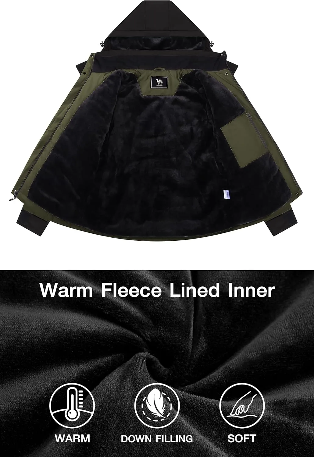 CAMELSPORTS Women's Waterproof Snow Ski Jakcet Fleece Warm Winter Coat Hooded Windproof Insulated Snowboarding Jacket