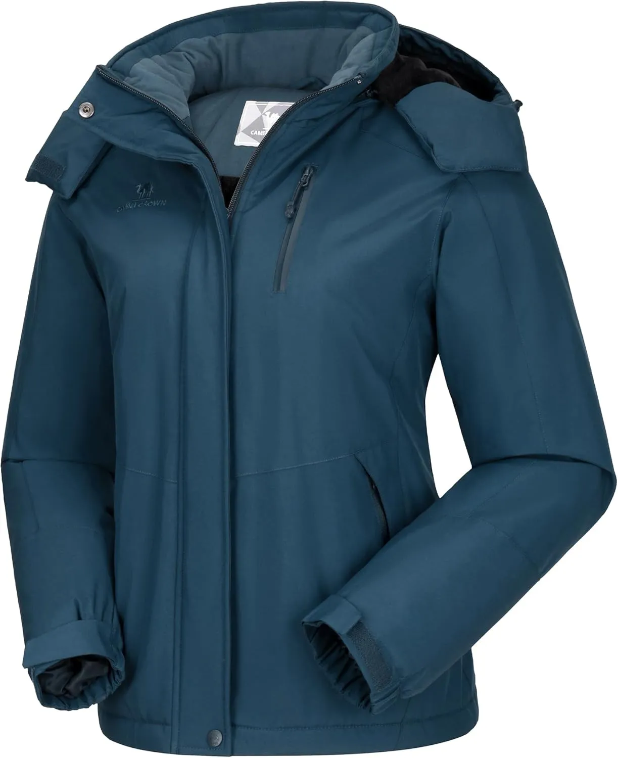 CAMELSPORTS Women's Waterproof Snow Ski Jakcet Fleece Warm Winter Coat Hooded Windproof Insulated Snowboarding Jacket