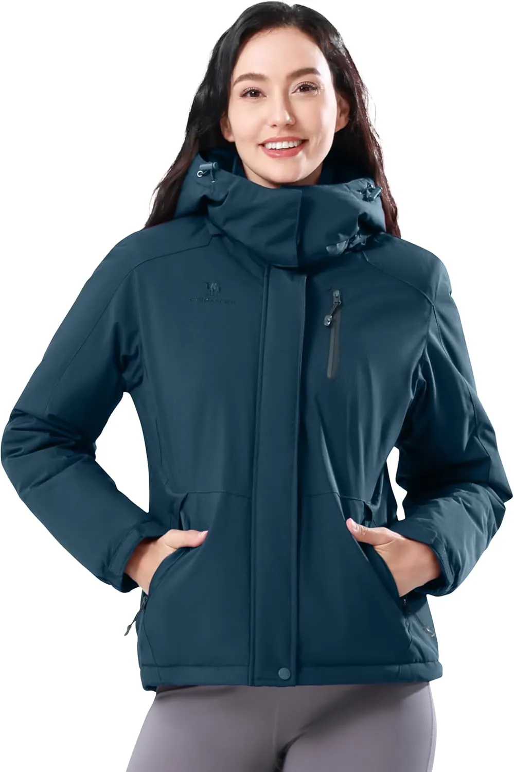 CAMELSPORTS Women's Waterproof Snow Ski Jakcet Fleece Warm Winter Coat Hooded Windproof Insulated Snowboarding Jacket