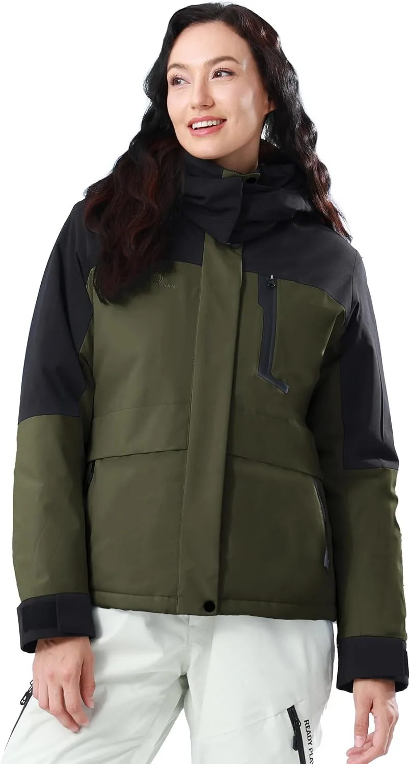 CAMELSPORTS Women's Waterproof Snow Ski Jakcet Fleece Warm Winter Coat Hooded Windproof Insulated Snowboarding Jacket