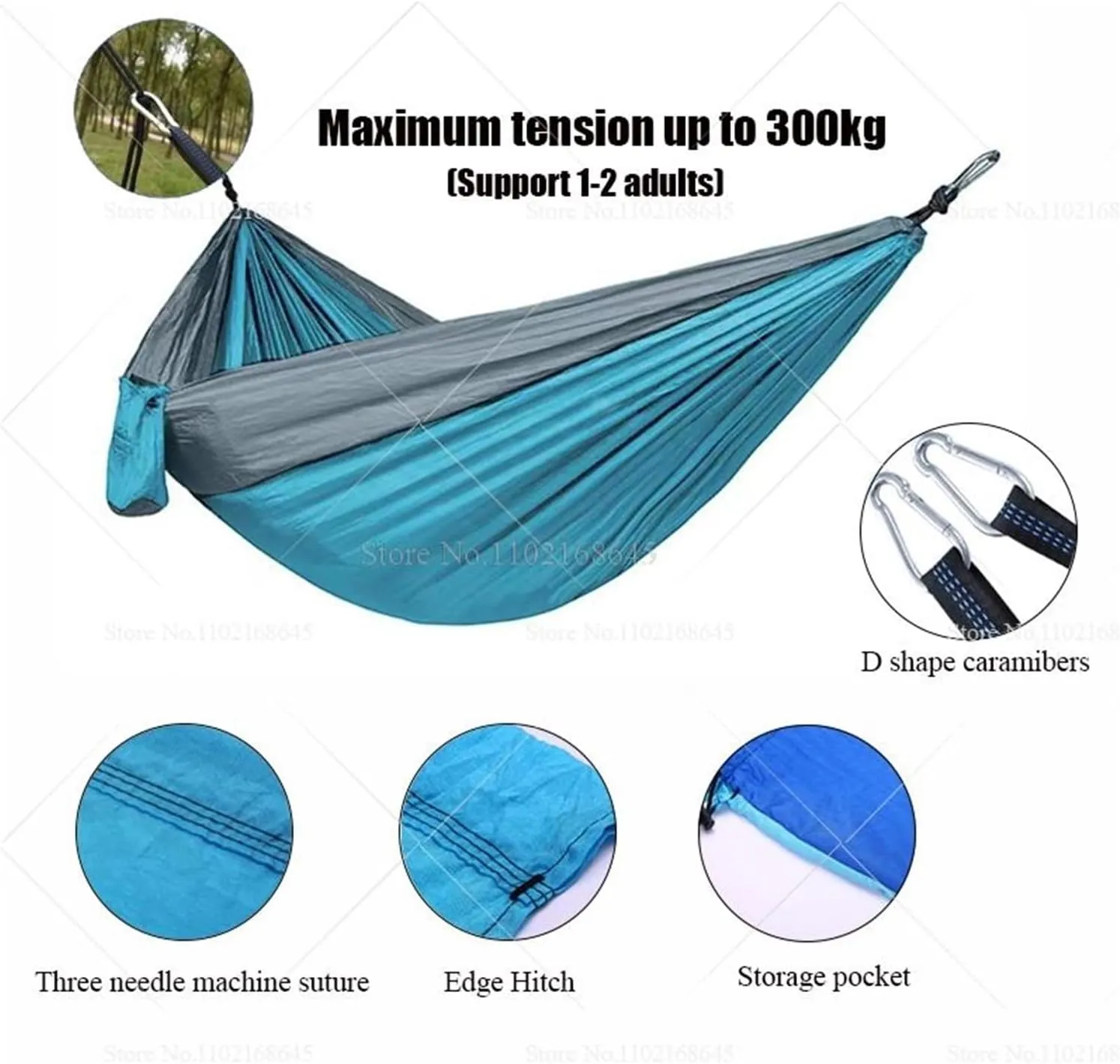 Camp Double Nylon Hammocks Camping Portable Parachute Hammock Outdoor Hiking Travel Backpacking Camping Gear Strong, Royal Blue
