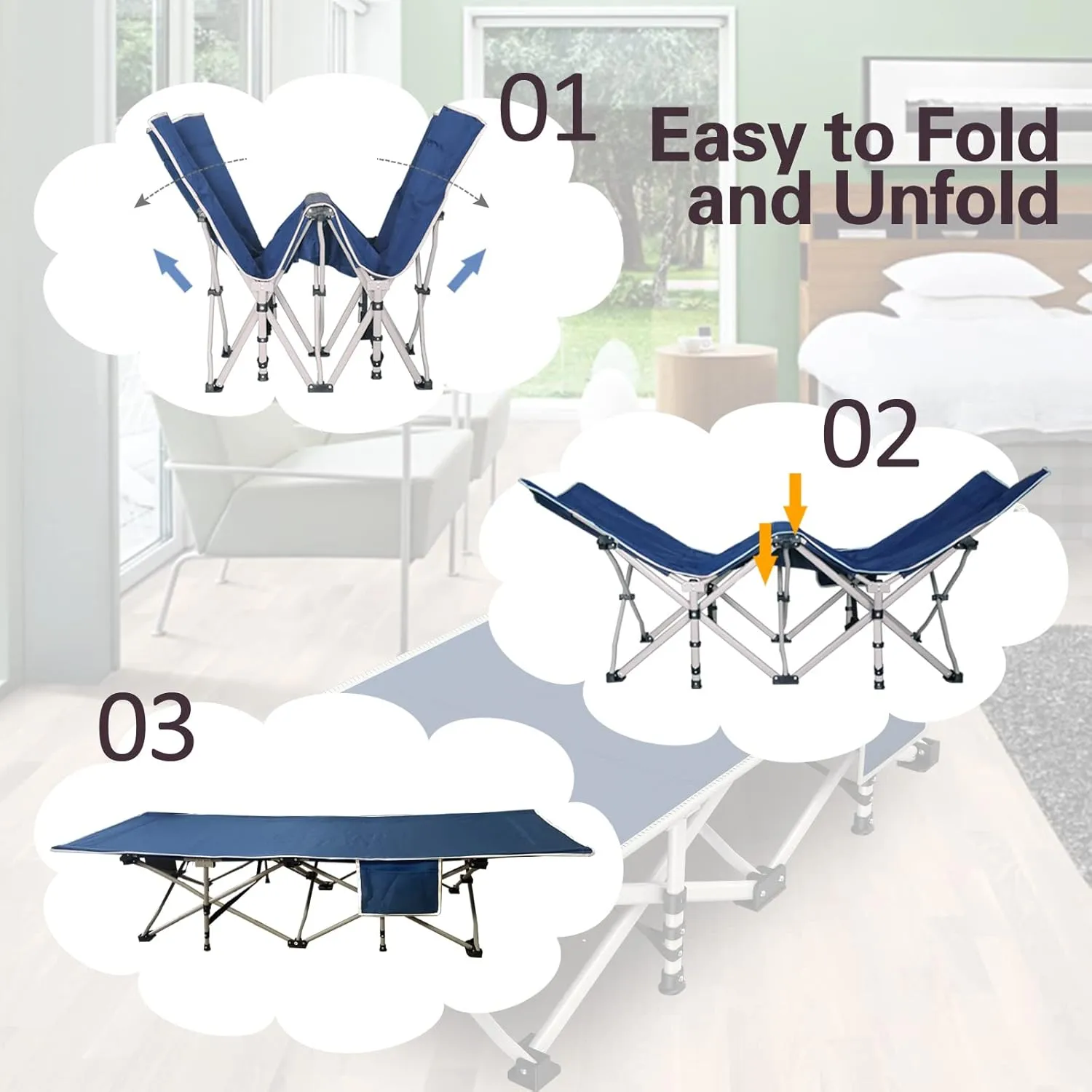 Camping cot, Camping Bed cots for Sleeping 450LBS(Max Load) 75x28 inches Folding cot with Carry Bag Double Layer Oxford Camping cots Sleeping cots for Adults Office Home Nap Beach Vocation