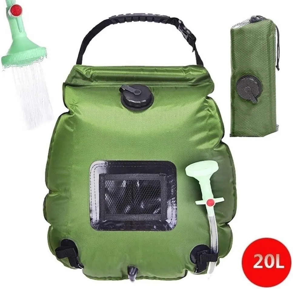 Camping Essentials Solar Portable Shower Bag | 5 Gallon/20 Liter, Outdoor Folding Shower Water Bag