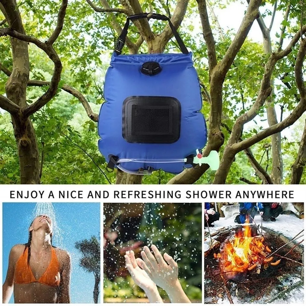 Camping Essentials Solar Portable Shower Bag | 5 Gallon/20 Liter, Outdoor Folding Shower Water Bag