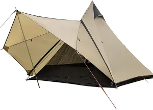 Camping Pyramid Tipi Tent Adult Indian Teepee Tent Yurt Tent Double Layers Tents for Outdoor Camping Hiking Hunting 3-4 Person (Camel) (Camel)