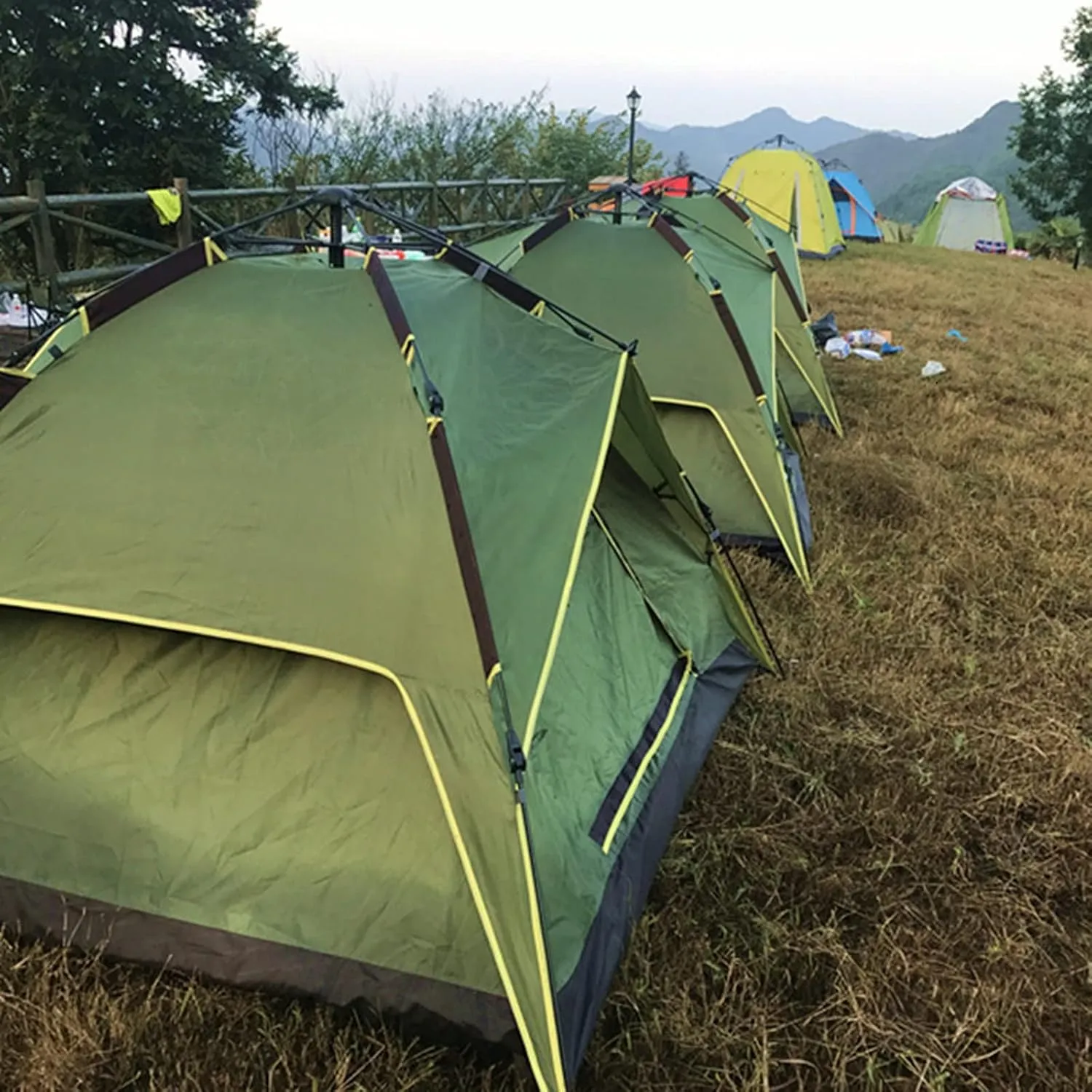 Camping Tent 3-4 Person Hydraulic Automatic Camping Tent Double Layer Instant Setup Outdoor Family Tent Portable Backpacking Tent for Hiking