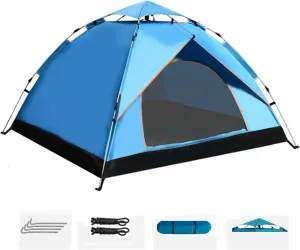 Camping Tent 3 Person, Instant Pop Up Tent Portable Dome Tents for Camping, Waterproof Windproof UV Backpacking Tent, for Trekking, Camping, Beach, Adventure, Sleepovers
