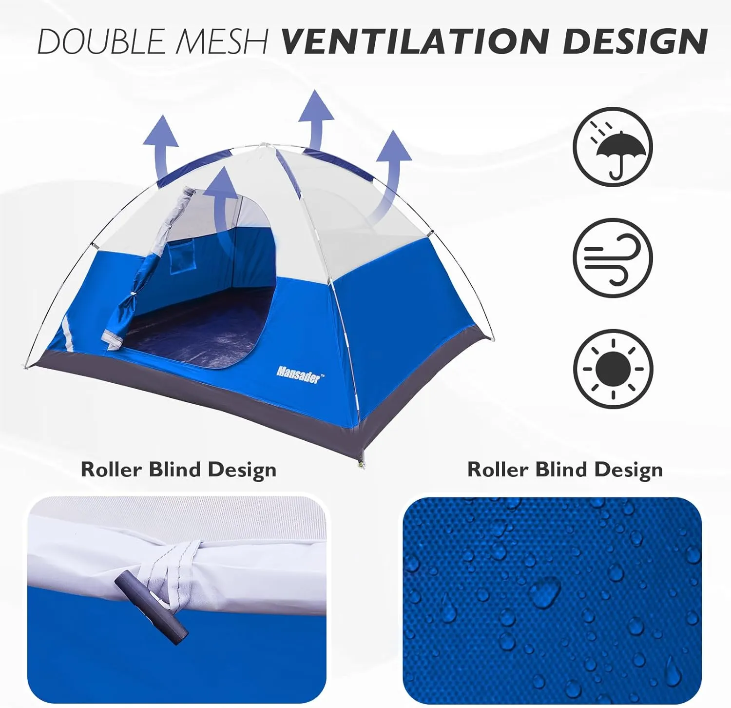 Camping Tent, Waterproof 2/3/4 Person Tents for Camping, Lightweight Easy Set Up Outdoor Hiking Tent Backpacking Tent with Carry Bag, Backpack Tent Suit for Family Beach Hiking Travel