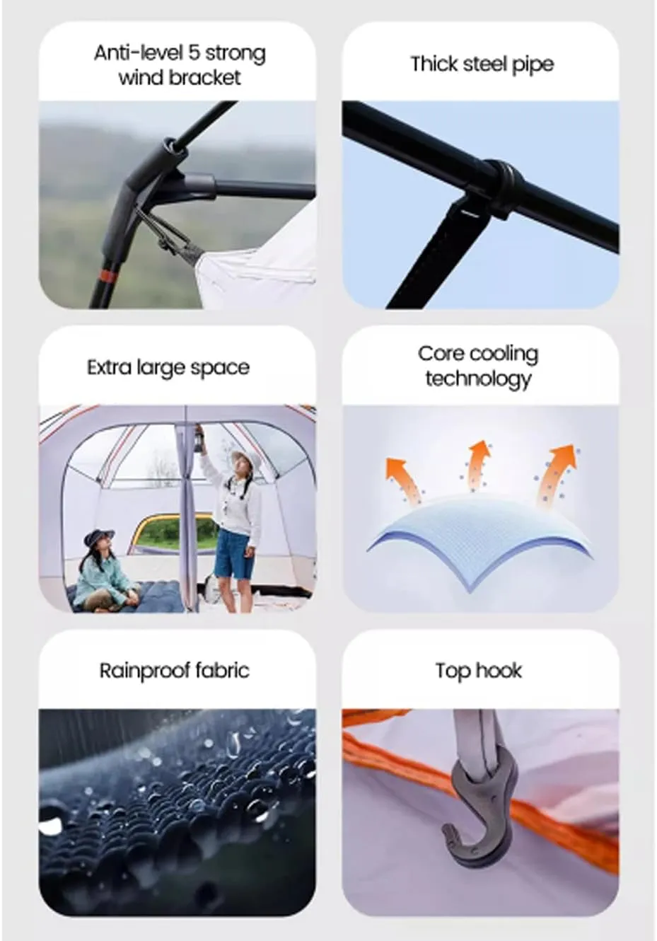 Camping Tents with Hammock for 3-4 People, Family Tent Double Layer with Top Rainfly & Carrying Bag for Camping Hiking Backpacking Backyard