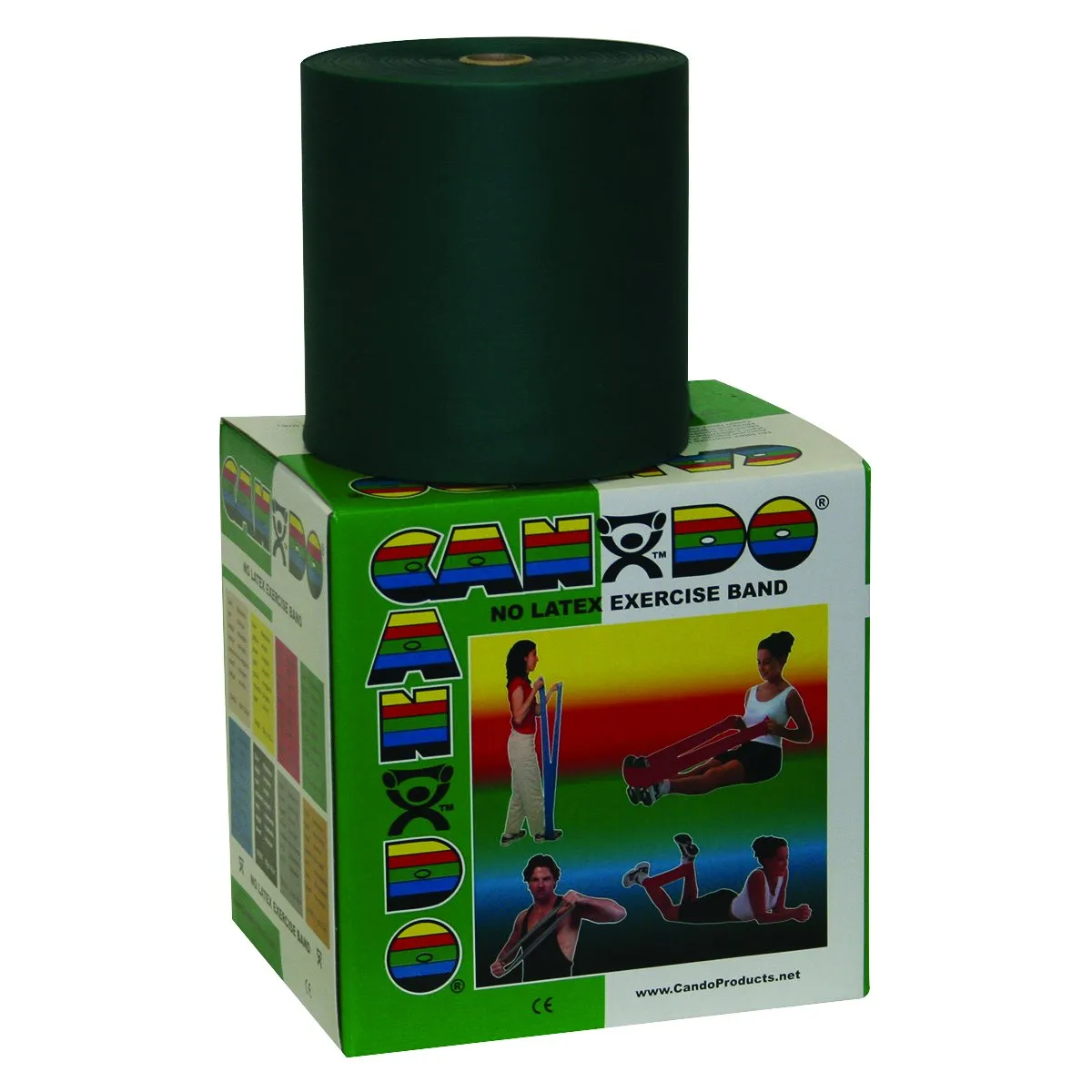 Cando-1385641 CanDo 10-5693 Latex Free Exercise Band, 100 yd, Green-Medium