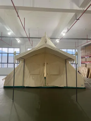 Canvas Camping Tent with Porch for Family Gatherings, 4 Seasons, Heavy-Duty Construction, 19.68x13.1ft