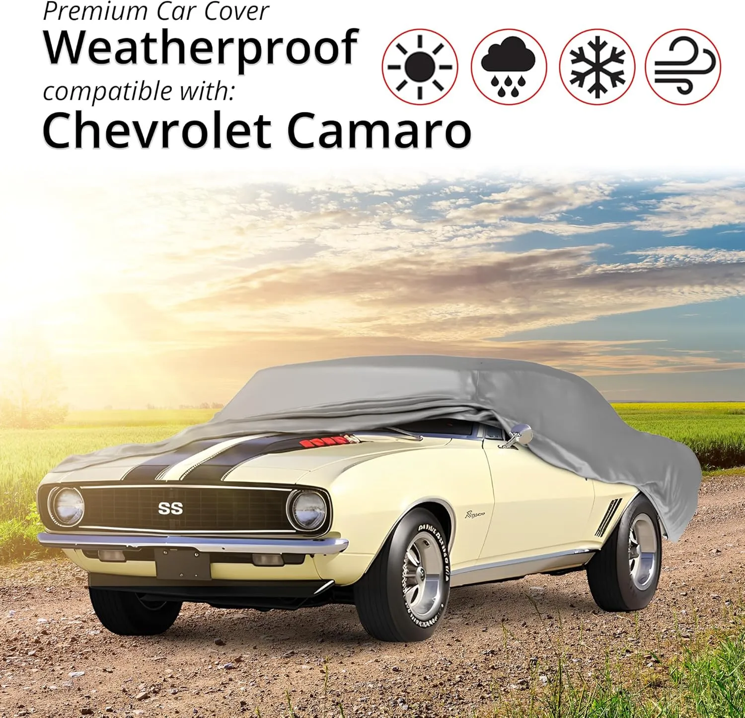 Car Covers Weatherproof Max Car Cover & Warranty Compatible with Chevrolet 1970-1981 Camaro 2nd Gen- Outdoor Cover Theft Cable Lock Car Accessories Better Than Waterproof
