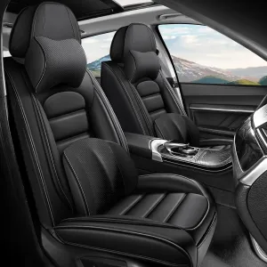 Car Seat Covers Fit for Buick Encore 2013-2022,Premium Waterproof Napa Leather Seat Cushion,Soft and Breathable Auto Vehicle Interior Covers,Luxury(Front Set) Black