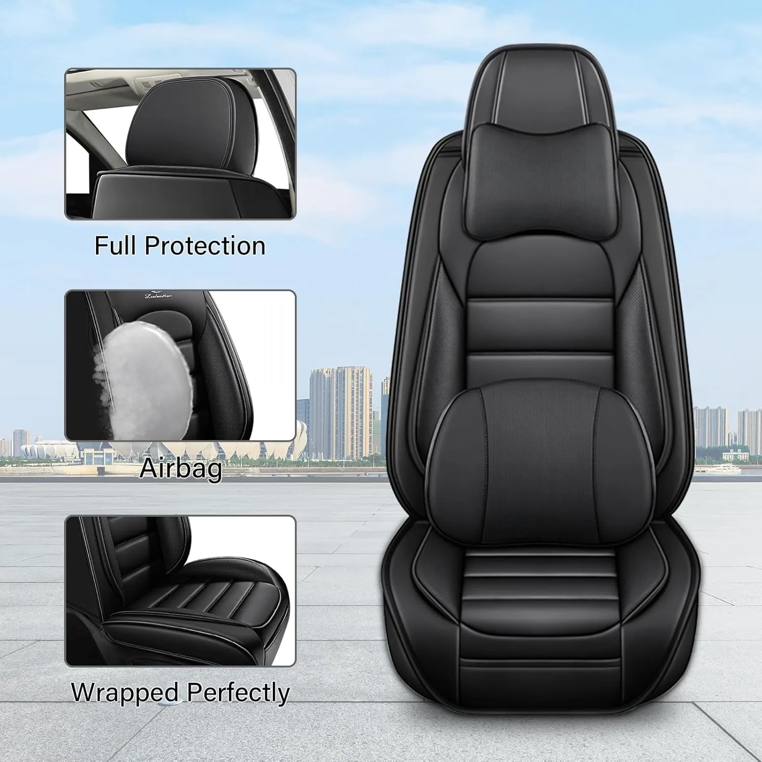 Car Seat Covers Fit for Buick Encore 2013-2022,Premium Waterproof Napa Leather Seat Cushion,Soft and Breathable Auto Vehicle Interior Covers,Luxury(Front Set) Black