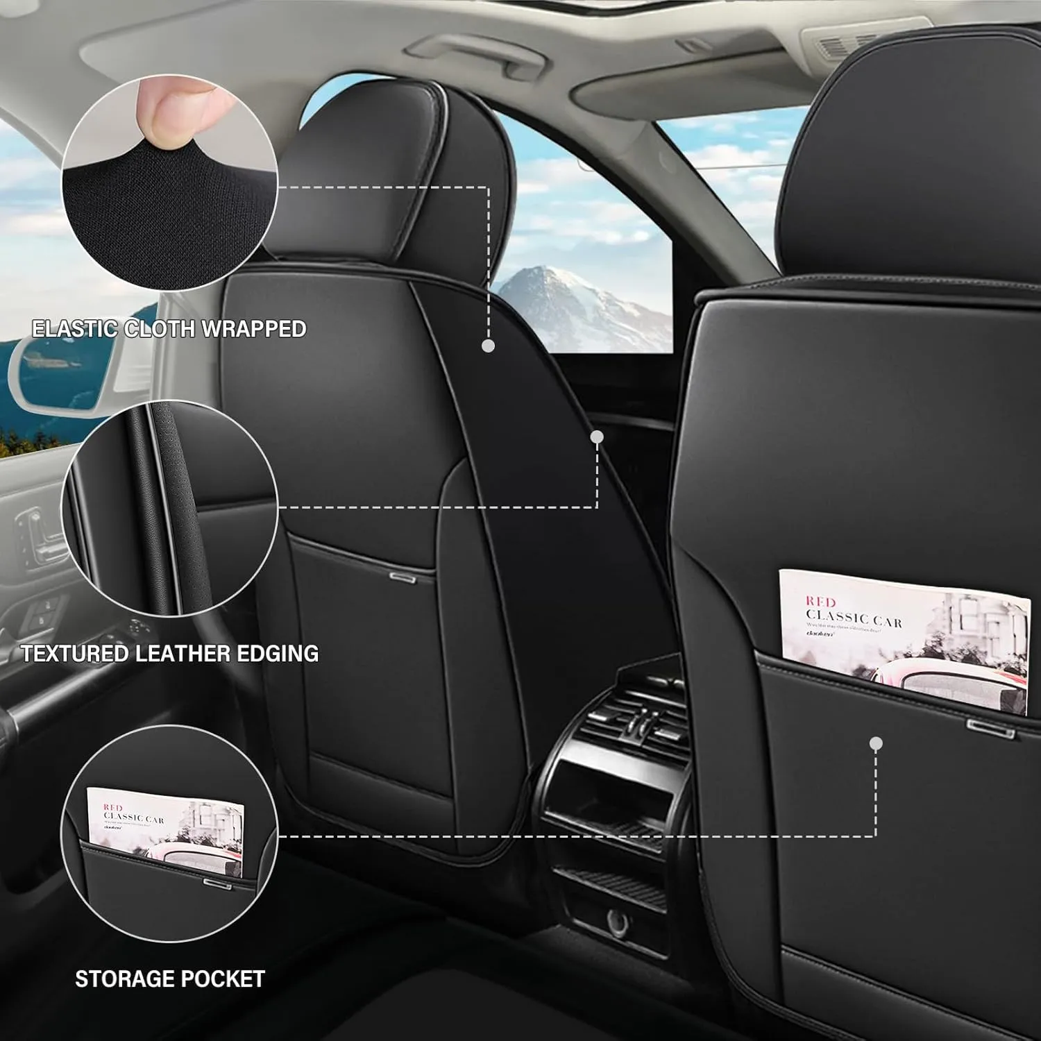 Car Seat Covers Fit for Buick Encore 2013-2022,Premium Waterproof Napa Leather Seat Cushion,Soft and Breathable Auto Vehicle Interior Covers,Luxury(Front Set) Black