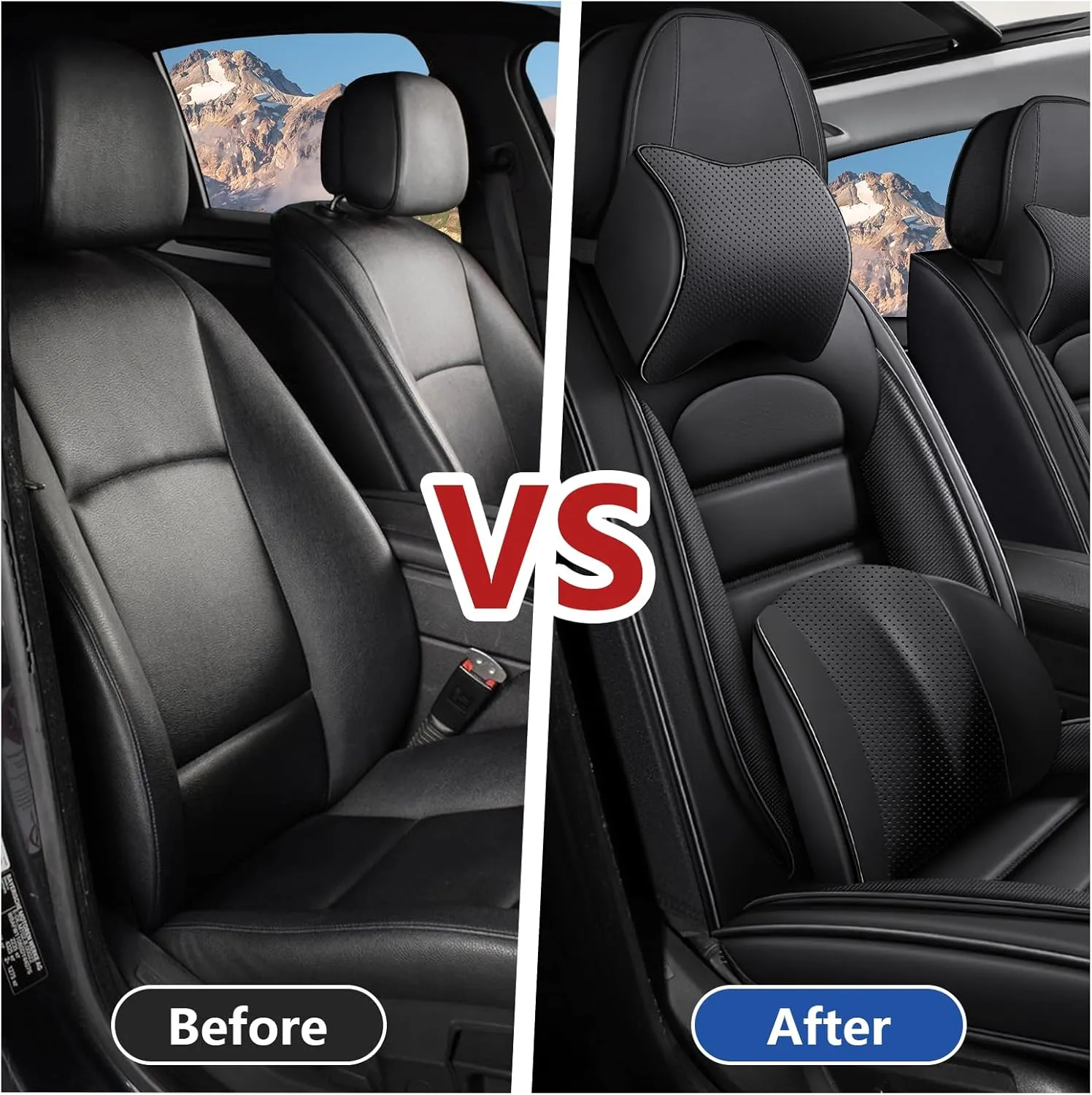 Car Seat Covers Fit for Buick Encore 2013-2022,Premium Waterproof Napa Leather Seat Cushion,Soft and Breathable Auto Vehicle Interior Covers,Luxury(Front Set) Black