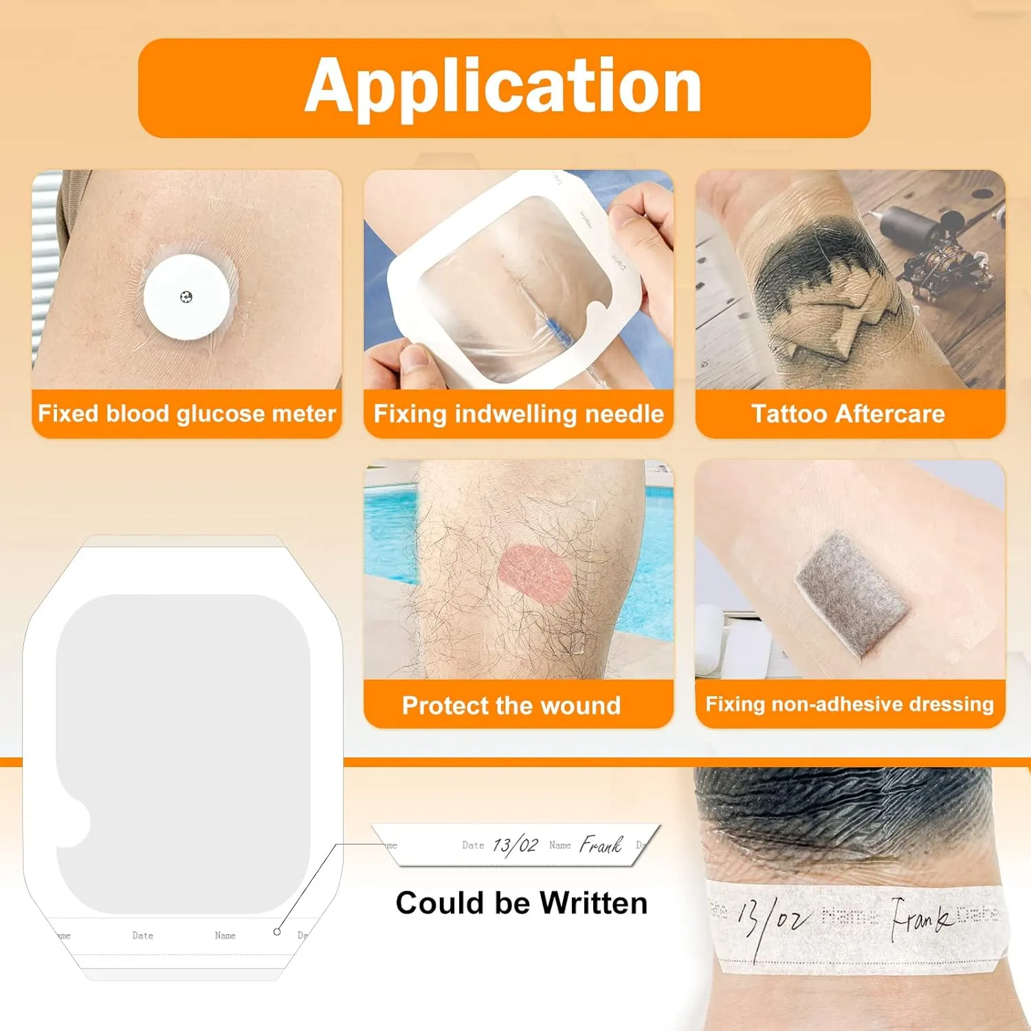 Carbou Transparent Film Dressing,4" x 4.75" Pack of 50 Waterproof Wound Bandage Adhesive Patches,Post Surgical Shower or IV Shield,Tattoo Aftercare Bandage