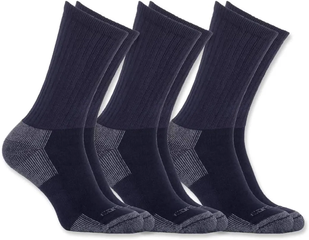 Carhartt Men's Standard AllSeason Cotton Crew Work Socks 3 Pair Pack