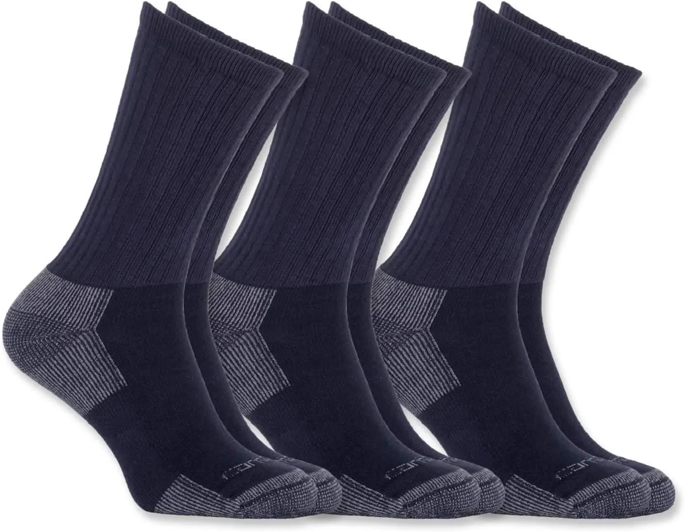 Carhartt Men's Standard AllSeason Cotton Crew Work Socks 3 Pair Pack