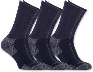 Carhartt Men's Standard AllSeason Cotton Crew Work Socks 3 Pair Pack