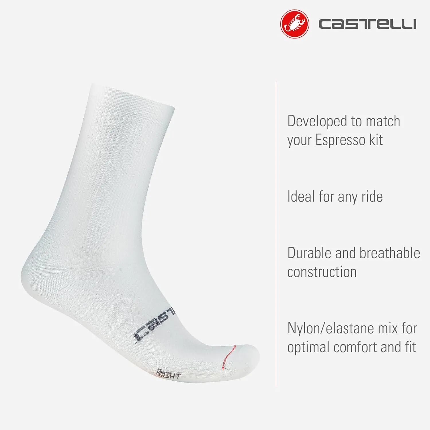 CASTELLI Men’s Espresso 18 Sock, Moisture Wicking Performance Cycling Apparel Sock for Road & Gravel Biking