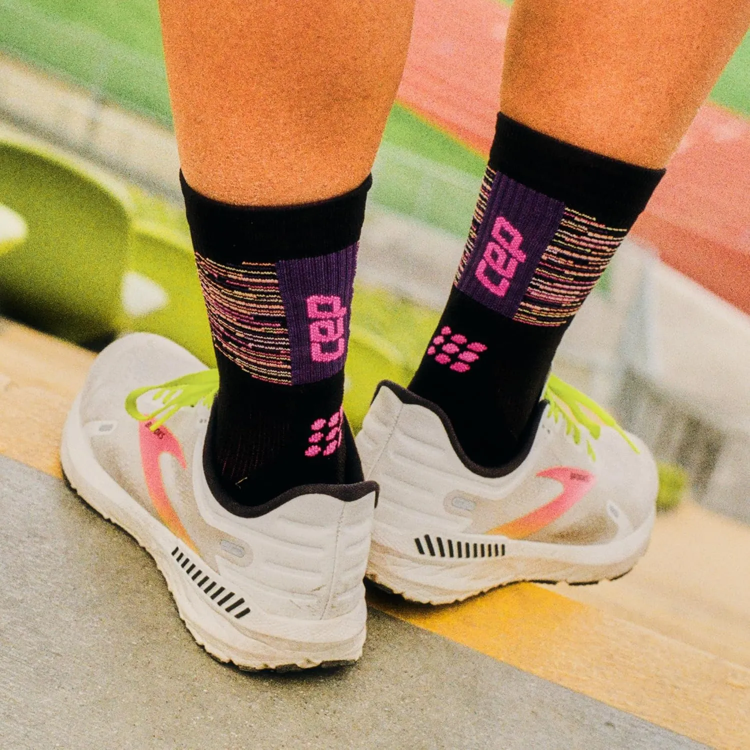 CEP Crew Cut Athletic Performance Running Socks - Paris Vibes Mid Cut Compression Socks for Men and Women
