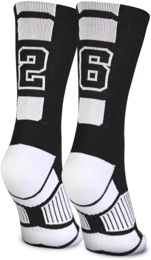 ChalkTalkSPORTS Custom Team Socks | Choose Your Number | Youth & Adult Performance Socks - Black