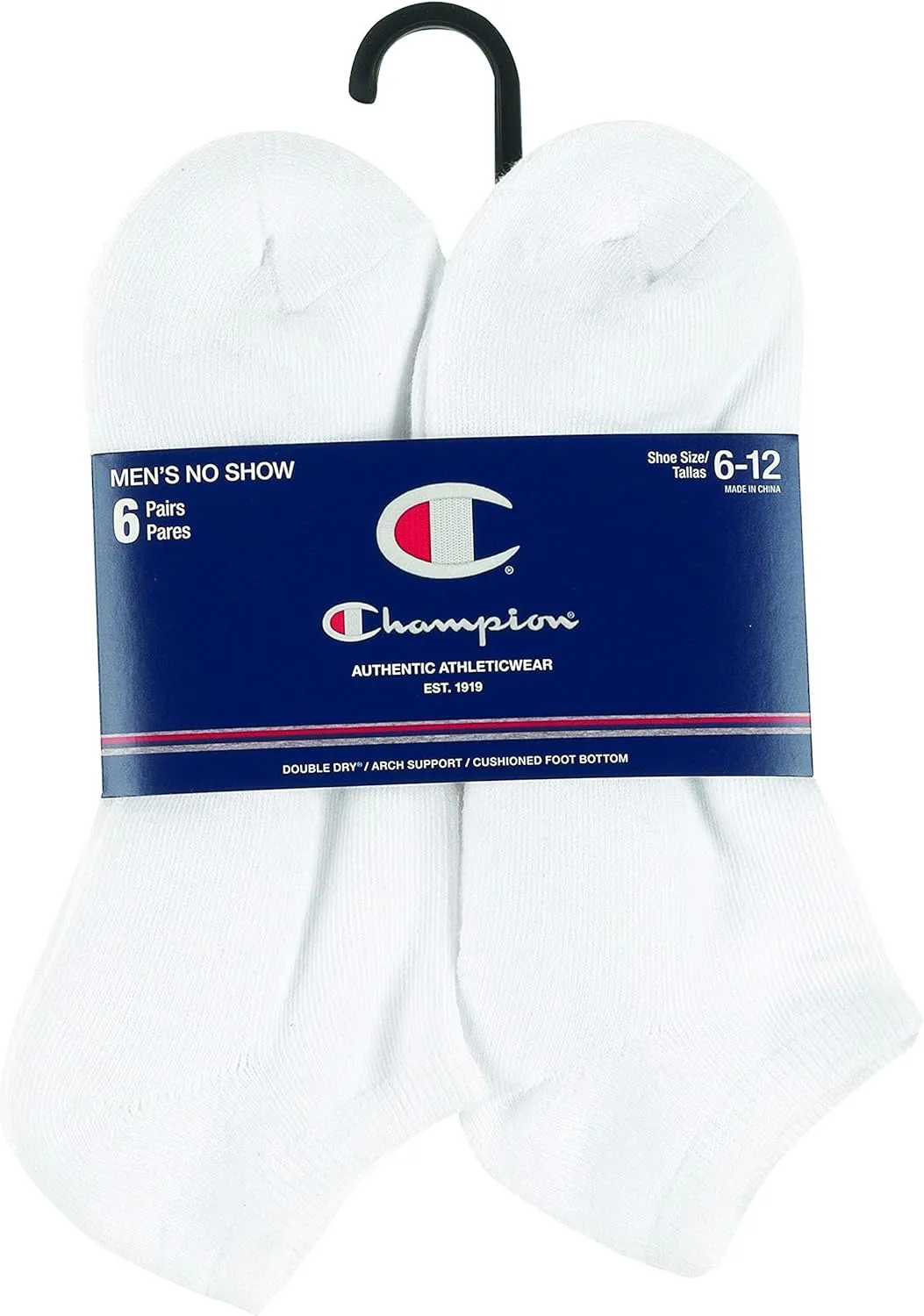 Champion Men's Double Dry Moisture Wicking No Show Socks; 6, 8 Packs Available