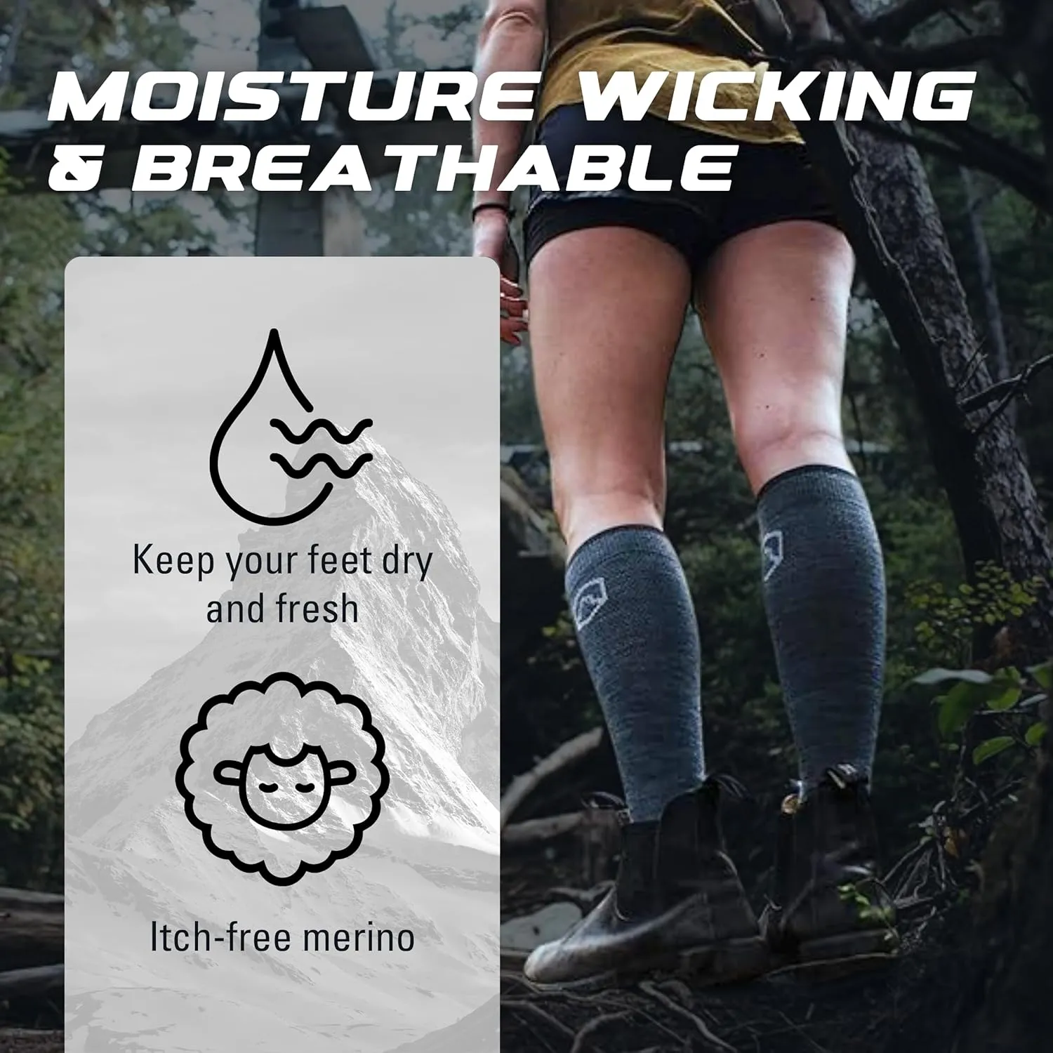 CloudLine - Merino Wool Graduated Compression Socks for Men and Women - Ultralight, Moisture Wicking, Made in USA - 1 Pair