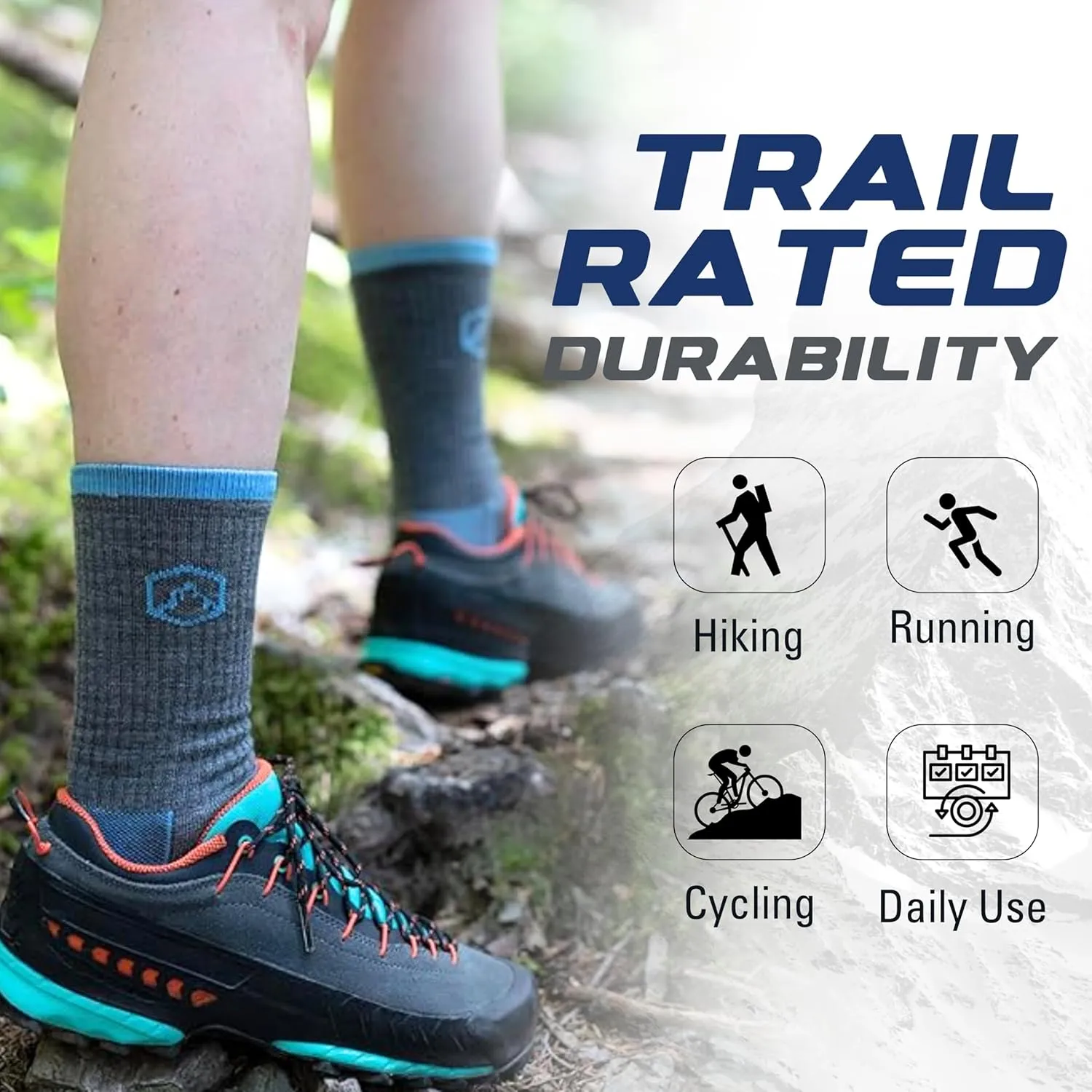 CloudLine Merino Wool Hiking Socks for Men and Women- Ultralight, Thin, Anti-Blister, Moisture Wicking Socks, USA Made 1 Pair