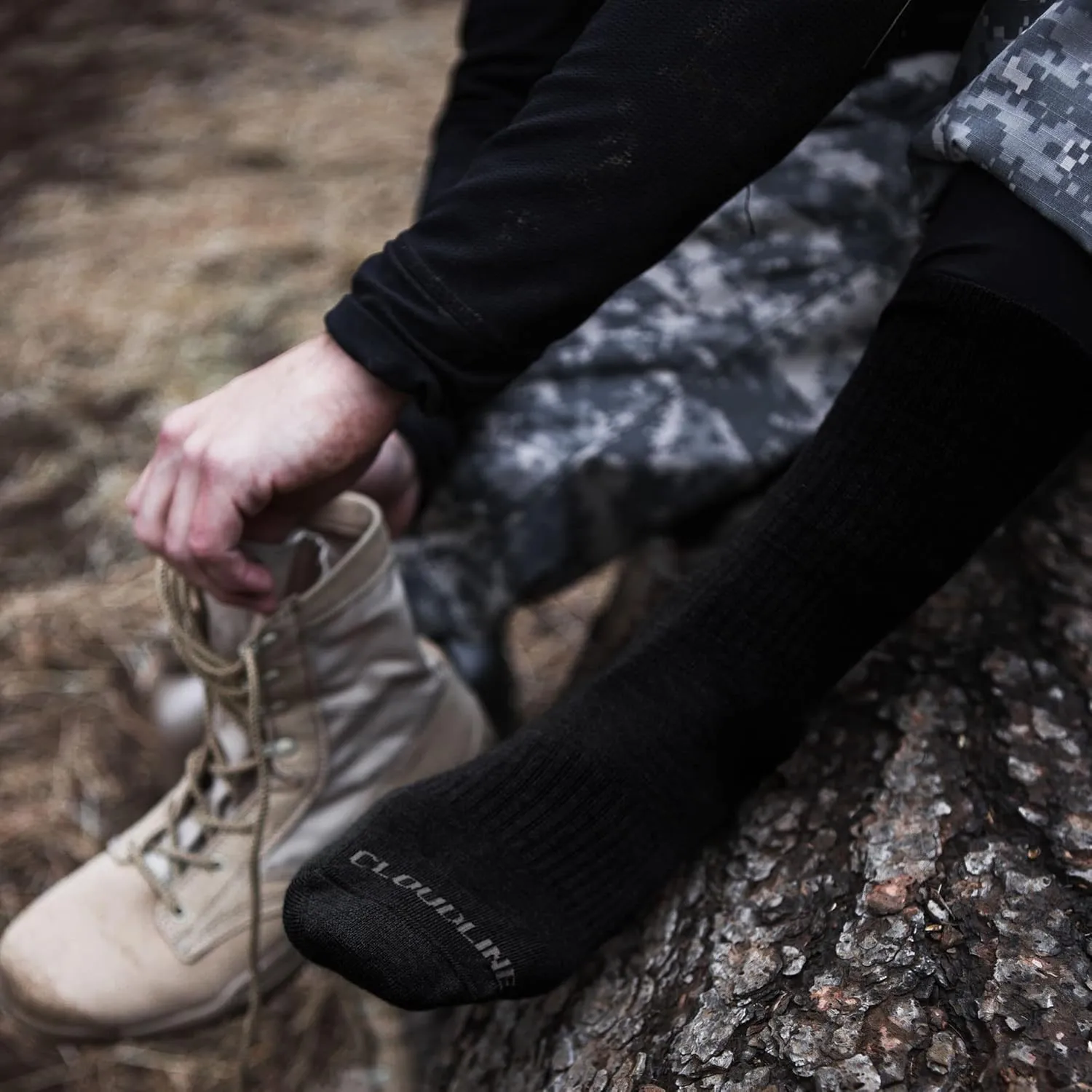 CloudLine - Merino Wool Socks for Men & Women, Military Socks - Cushion, Seamless Toe, Breathable & Moisture Wicking - 1 Pair