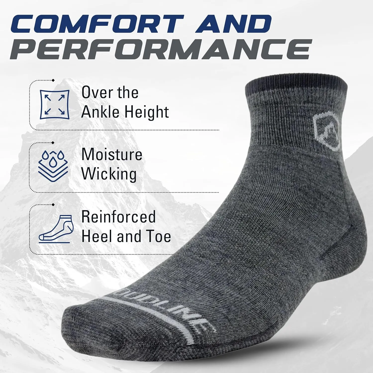 CloudLine - Merino Wool Socks for Men and Women, Wool Running Socks - Full Cushion, Anti-Blister & Moisture Wicking - 1 Pair