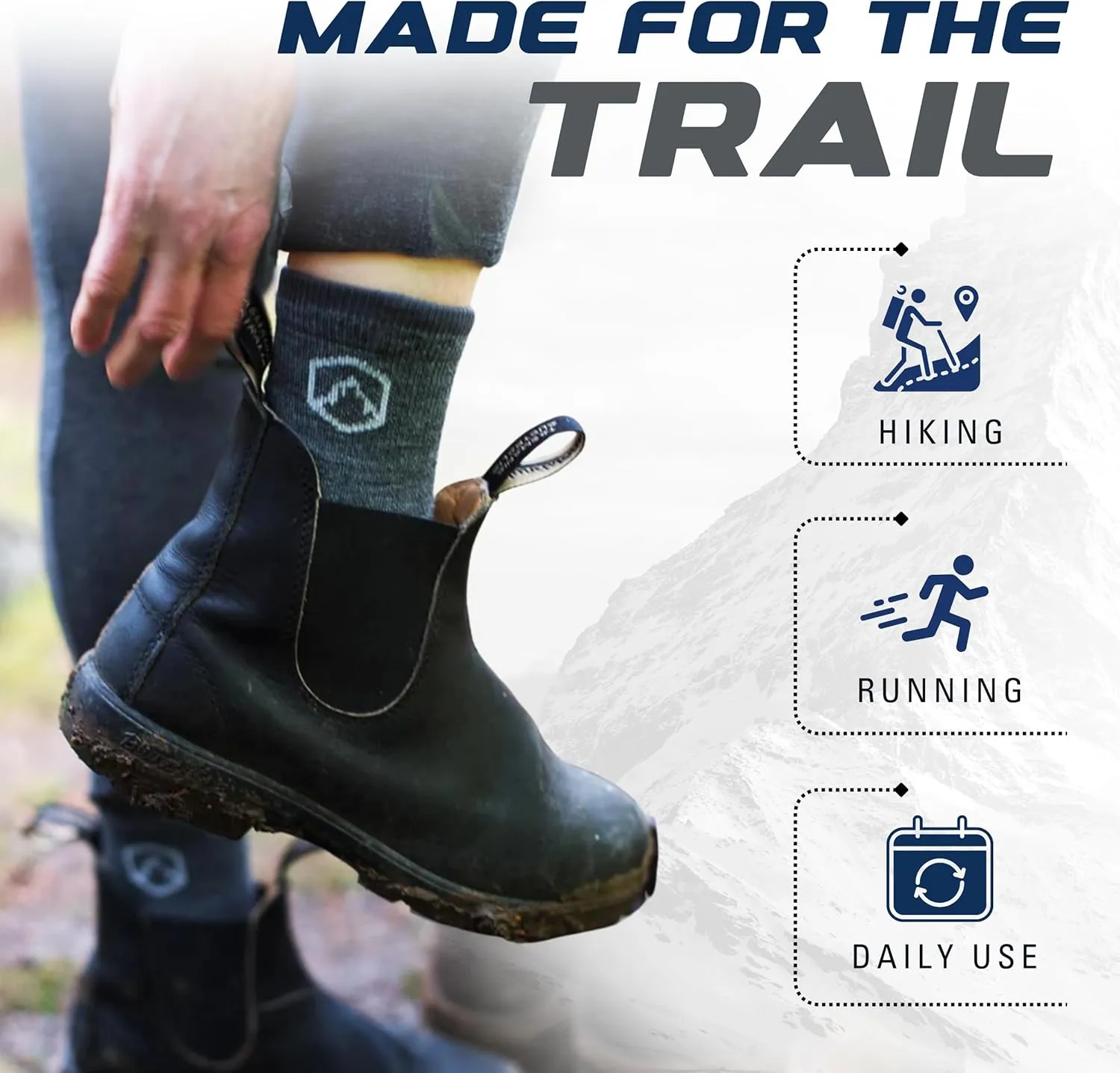 CloudLine - Merino Wool Socks for Men and Women, Wool Running Socks - Full Cushion, Anti-Blister & Moisture Wicking - 1 Pair